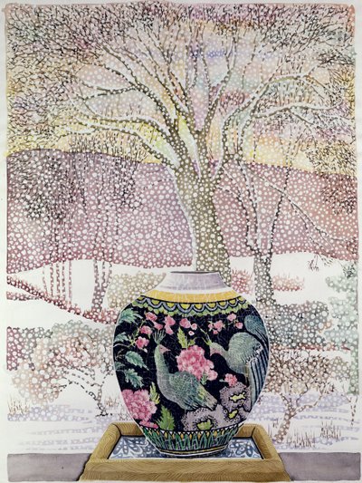 Large Ginger Jar in Snowstorm by Lillian Delevoryas
